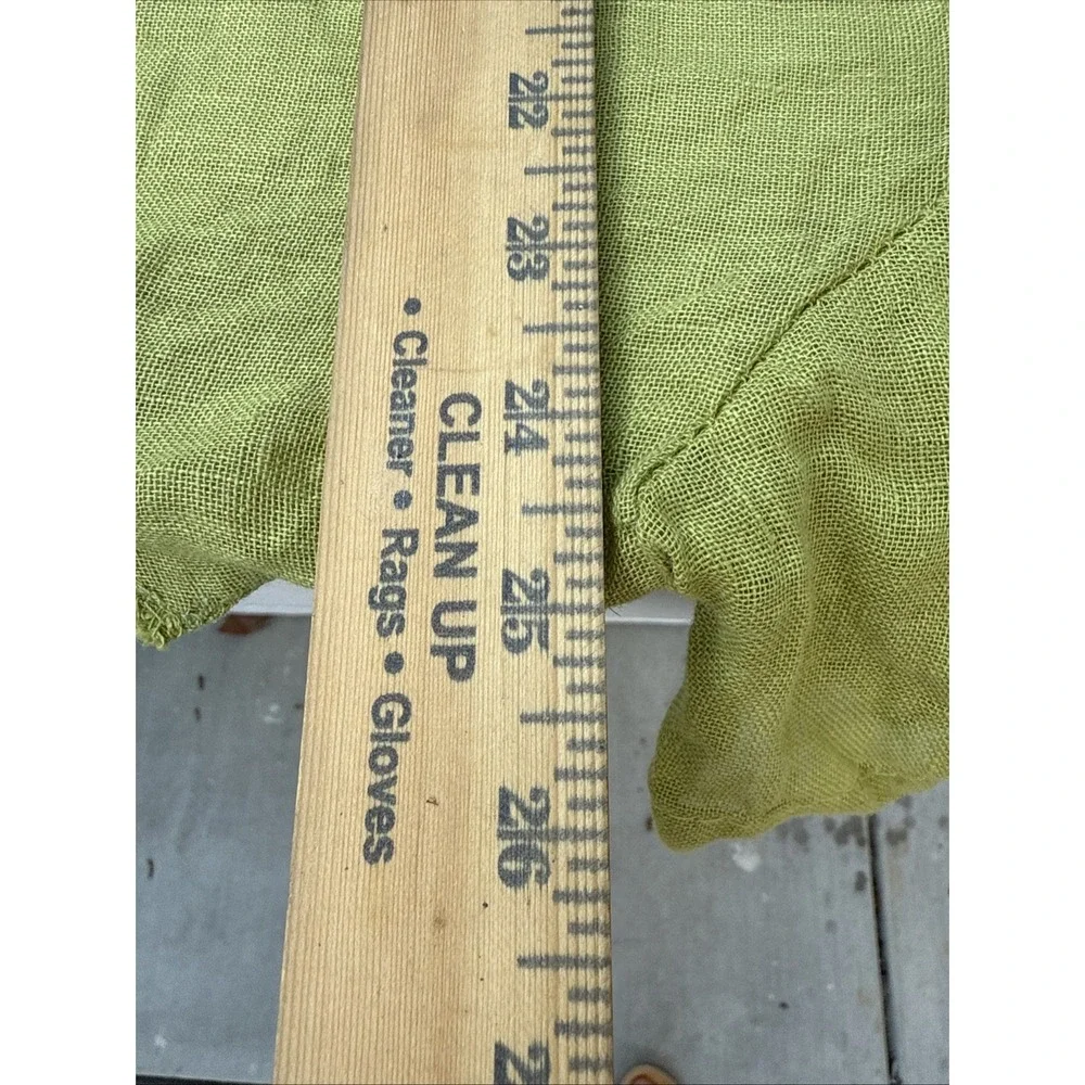 Made in Italy Linen Lagenlook Tunic Dress Chartreuse Asymmetrical Ruched Yellow